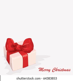 Vector gift box with red ribbon and bow