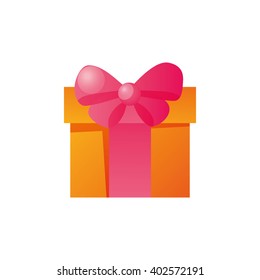 Vector gift box with ribbon bow isolated design template
