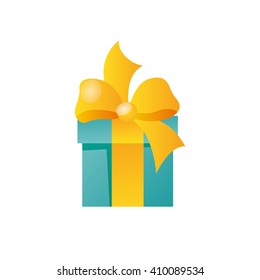Vector gift box with ribbon bow isolated design template