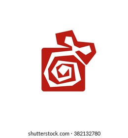 Vector of Gift box / rose . Abstractry sign. Logo. Business icon for the company. This concept  for -  Boutique / Beauty Salon / Flowers company. Vector illustration.