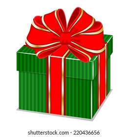 Vector gift box with silk bow 