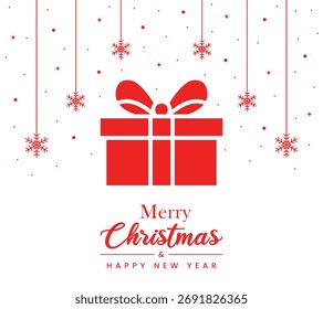 Vector Gift Box With Snowflake Christmas Design Background