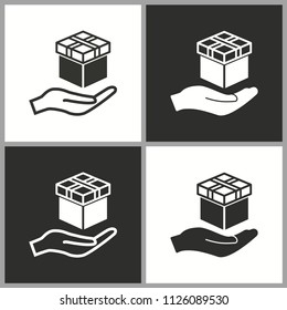 Vector gift box surprise icon - birthday present symbol.