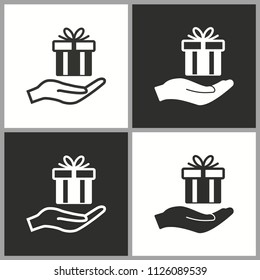 Vector gift box surprise icon - birthday present symbol.