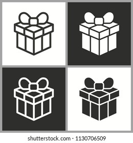 Vector gift box surprise icon. Birthday present symbol.
