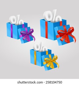 Vector gift box with the symbol discounts