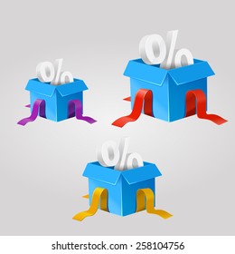  Vector gift box with the symbol discounts