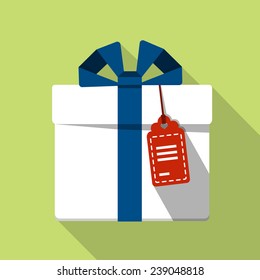 Caja de regalo de vectores con etiqueta