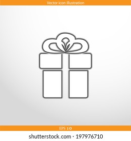 Vector gift box web flat icon. Isolated on white.