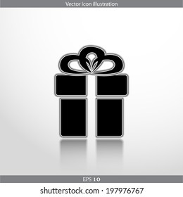 Vector gift box web flat icon. Isolated on white.