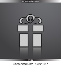 Vector gift box web flat icon. Isolated on white.