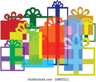 Vector Gift boxes composition. Recompose, rescale & recolor to your liking.