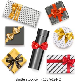 Vector Gift Boxes Icons isolated on white background