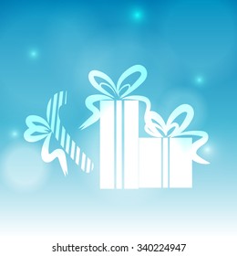 Vector : Gift boxes on blue Christmas background