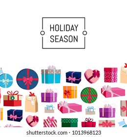 Vector gift boxes or packages background illustration with place for text