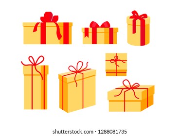 Vector gift boxes with ribbon
