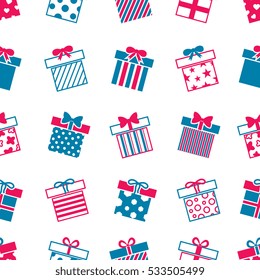Vector gift boxes seamless pattern.