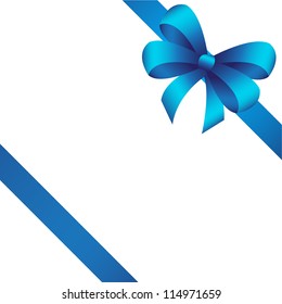 Vector gift card with blue ribbon, background