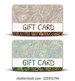 Vector Gift Card with brightly pattern on background