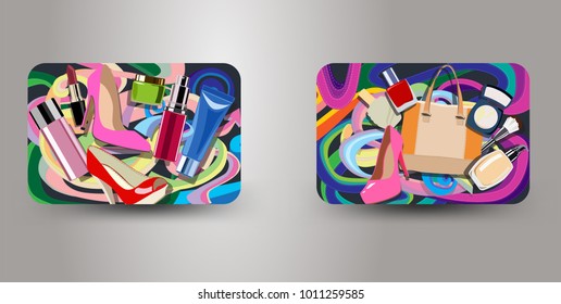 Vector gift card with colorful doodles design
