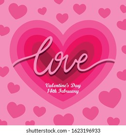vector of gift card, cute valentine style font with love background. valentine vector