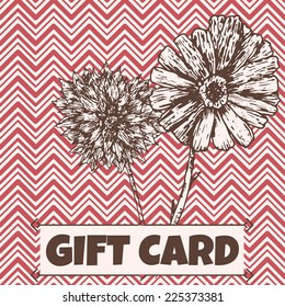 Vector gift card flower illustration