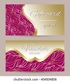 Vector gift card template with waves design. Design for voucher, gift card, postcard, discount card, price tag, coupon, certificate, web banner