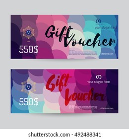 Vector gift card, voucher template.