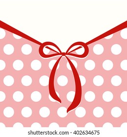 Vector gift cards set with a bow and polka dot design. Template for invitation, gift card, voucher, web.