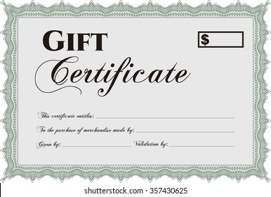 Vector Gift Certificate. Beauty design. Border, frame.Complex background. 