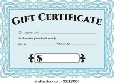 Vector Gift Certificate. Border, frame.Superior design. With quality background. 