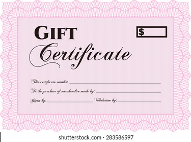 Vector Gift Certificate. With complex background. Nice design. Customizable, Easy to edit and change colors.
