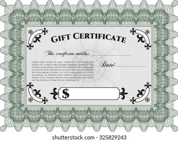 Vector Gift Certificate. Complex background. Lovely design. Detailed.