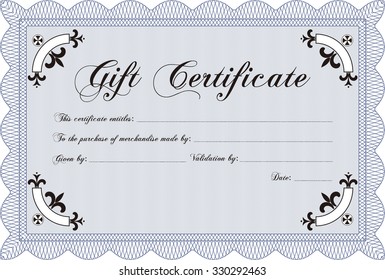 Vector Gift Certificate. With complex background. Lovely design. Vector illustration.