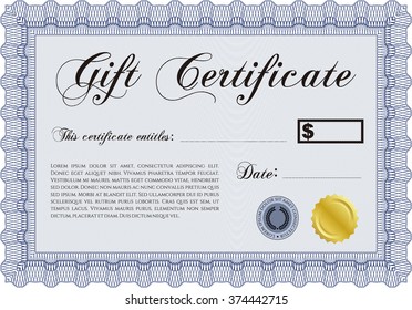 Vector Gift Certificate. With complex background. Customizable, Easy to edit and change colors. Excellent design. 