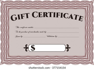Vector Gift Certificate. With complex background. Customizable, Easy to edit and change colors. Excellent design. 