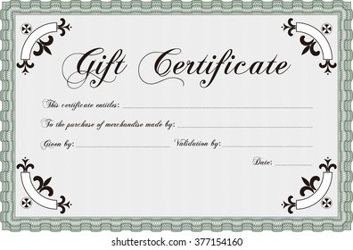 Vector Gift Certificate. With complex background. Customizable, Easy to edit and change colors. Excellent design. 