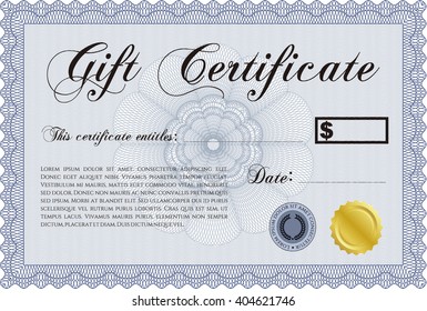 Vector Gift Certificate. Complex background. Lovely design. Customizable, Easy to edit and change colors. 