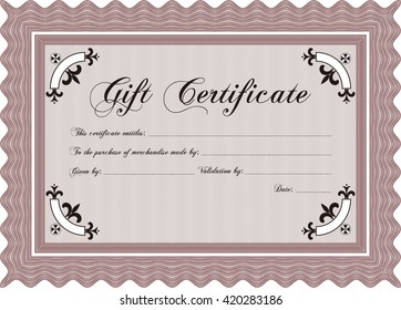 Vector Gift Certificate. With complex background. Excellent design. Customizable, Easy to edit and change colors. 