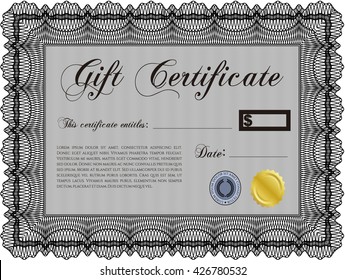 Vector Gift Certificate. With complex background. Customizable, Easy to edit and change colors. Excellent design. 