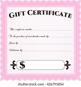 Vector Gift Certificate. Complex background. Excellent design. Customizable, Easy to edit and change colors. 