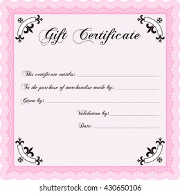 Vector Gift Certificate. With complex background. Excellent design. Customizable, Easy to edit and change colors. 