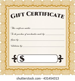 Vector Gift Certificate. Complex background. Customizable, Easy to edit and change colors. Excellent design. 