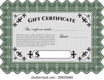Vector Gift Certificate. Cordial design. With complex background. Customizable, Easy to edit and change colors.