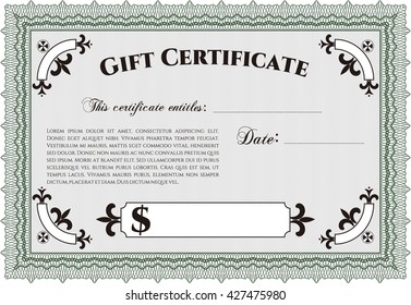 Vector Gift Certificate. Customizable, Easy to edit and change colors. With complex background. Excellent design. 