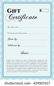 Vector Gift Certificate. Customizable, Easy to edit and change colors. Excellent design. With complex background. 