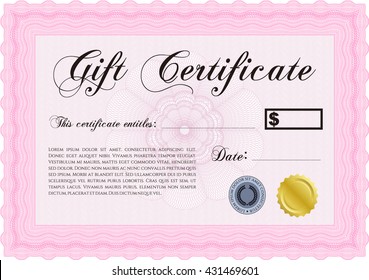 Vector Gift Certificate. Customizable, Easy to edit and change colors. Complex background. Excellent design. 