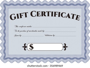 Vector Gift Certificate. Excellent complex design. Vector illustration.Easy to print. 