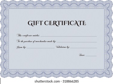 Vector Gift Certificate. Excellent design. With complex background. Detailed.