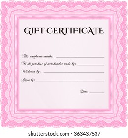 Vector Gift Certificate. Excellent design. Border, frame.With great quality guilloche pattern. 